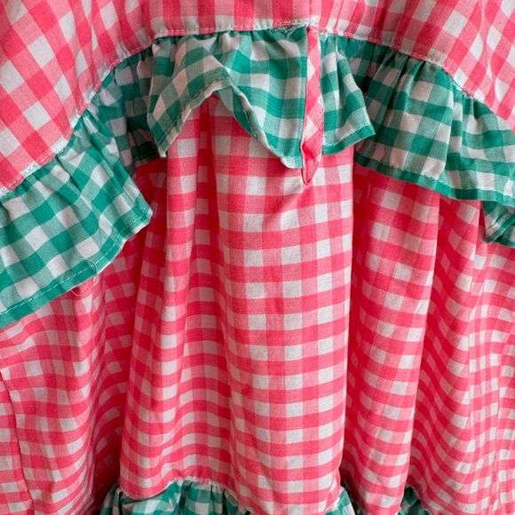 Crewcuts Tiered Ruffle Pink/Green Gingham Dress, Size 10 - Picture 5 of 7